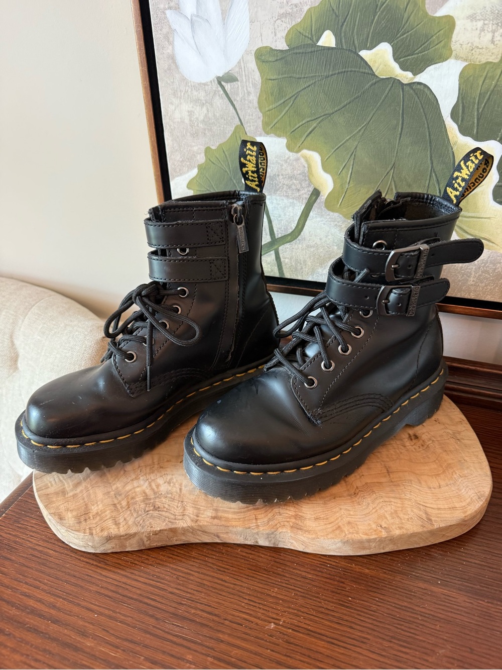 Dr. Martens 1460 Womens Zip Black double buckle Buckle Boot - Picture 2 of 16